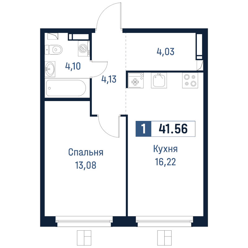 2 ккв (Евро) 41,6 м²