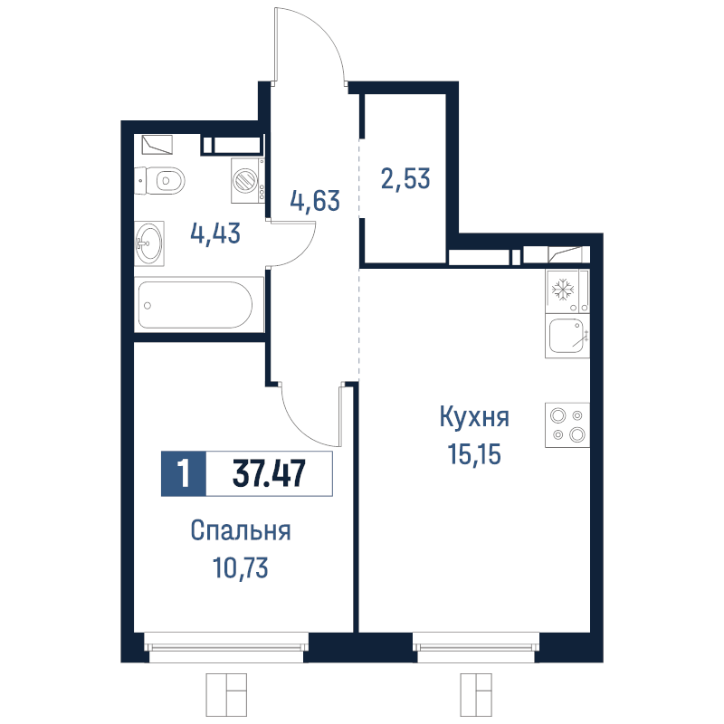 2 ккв (Евро) 37,5 м²