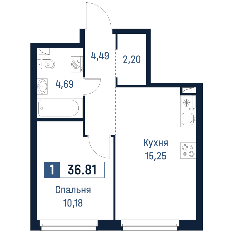 2 ккв (Евро) 36,8 м²