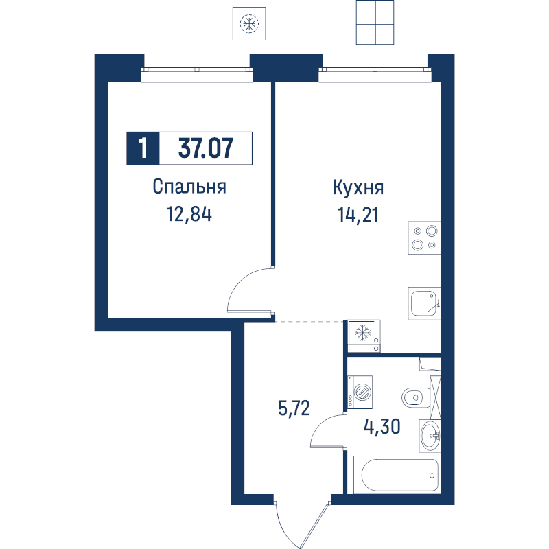 1 ккв 37,1 м²