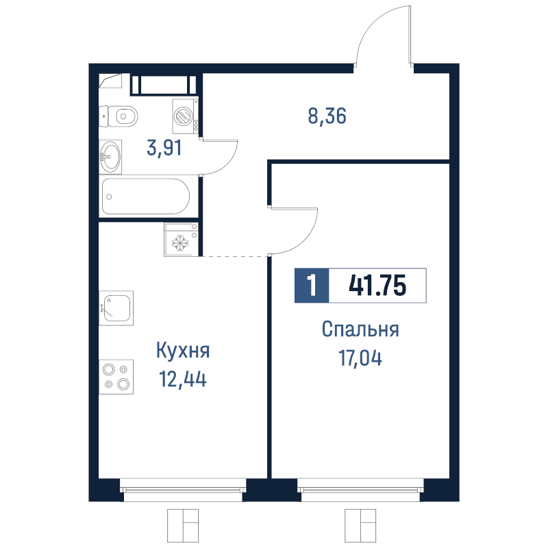 1 ккв 41,8 м²