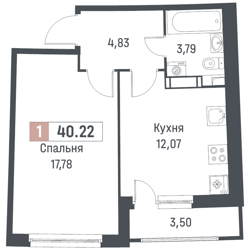 1 ккв 40,2 м²