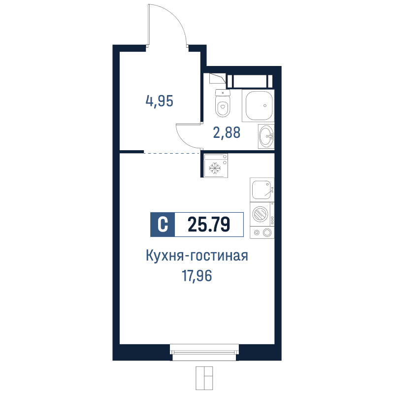 Студия 25,8 м²