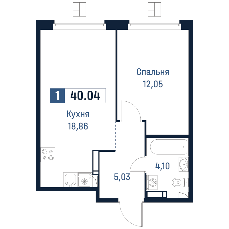 2 ккв (Евро) 40 м²