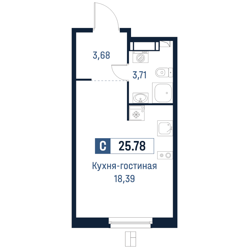 Студия 25,8 м²