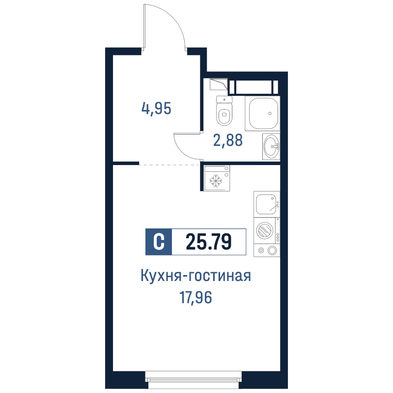 Студия 25,8 м²