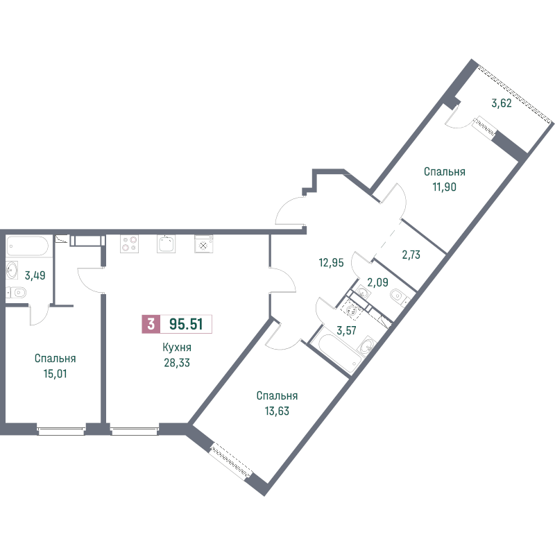 4 ккв (Евро) 92 м²