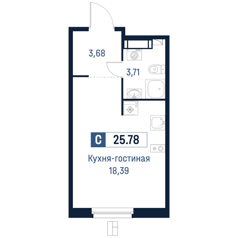 Студия 25,8 м²