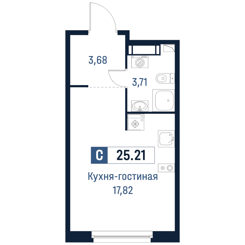 Студия 25,2 м²