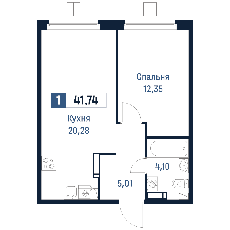 2 ккв (Евро) 41,7 м²