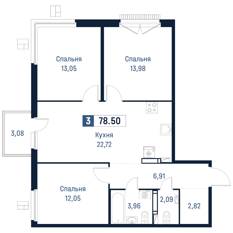 4 ккв (Евро) 78,5 м²