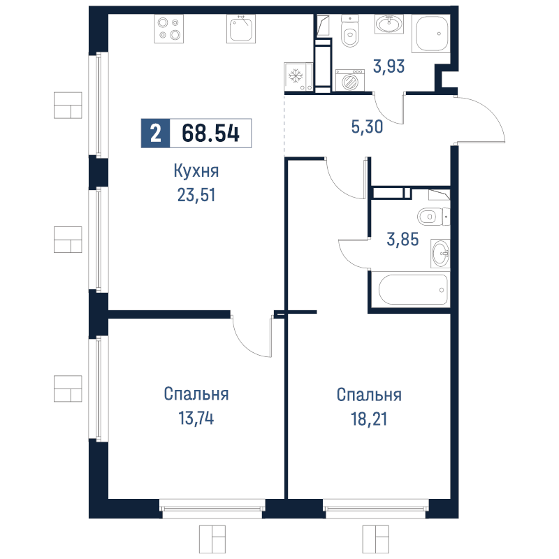 3 ккв (Евро) 68,5 м²