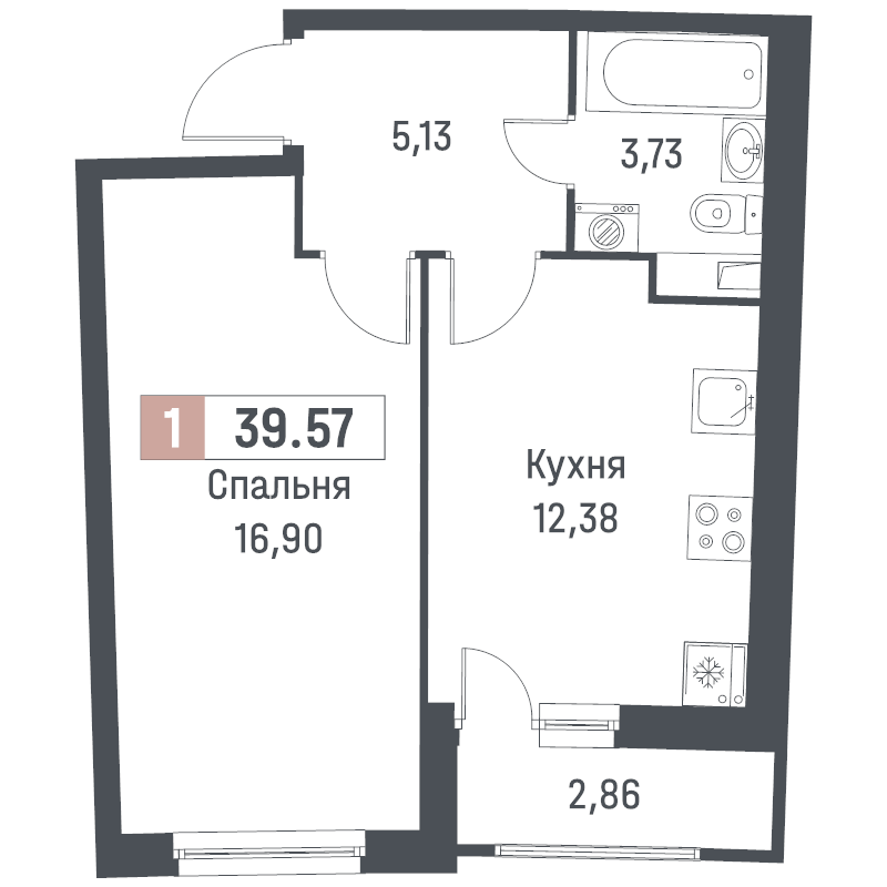 1 ккв 39,6 м²