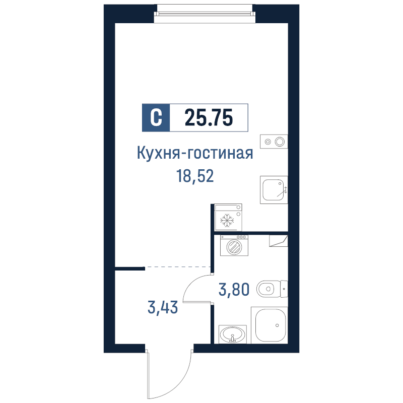 Студия 25,8 м²