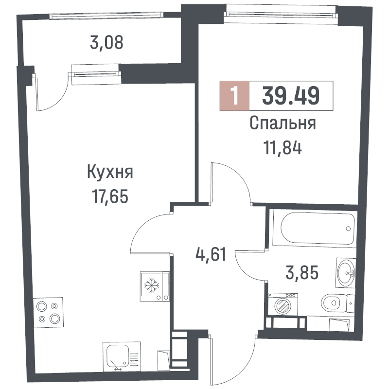 2 ккв (Евро) 39,5 м²