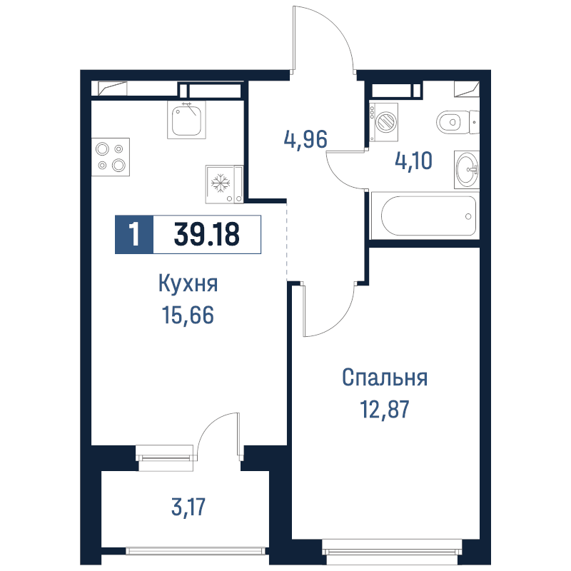 2 ккв (Евро) 39,2 м²