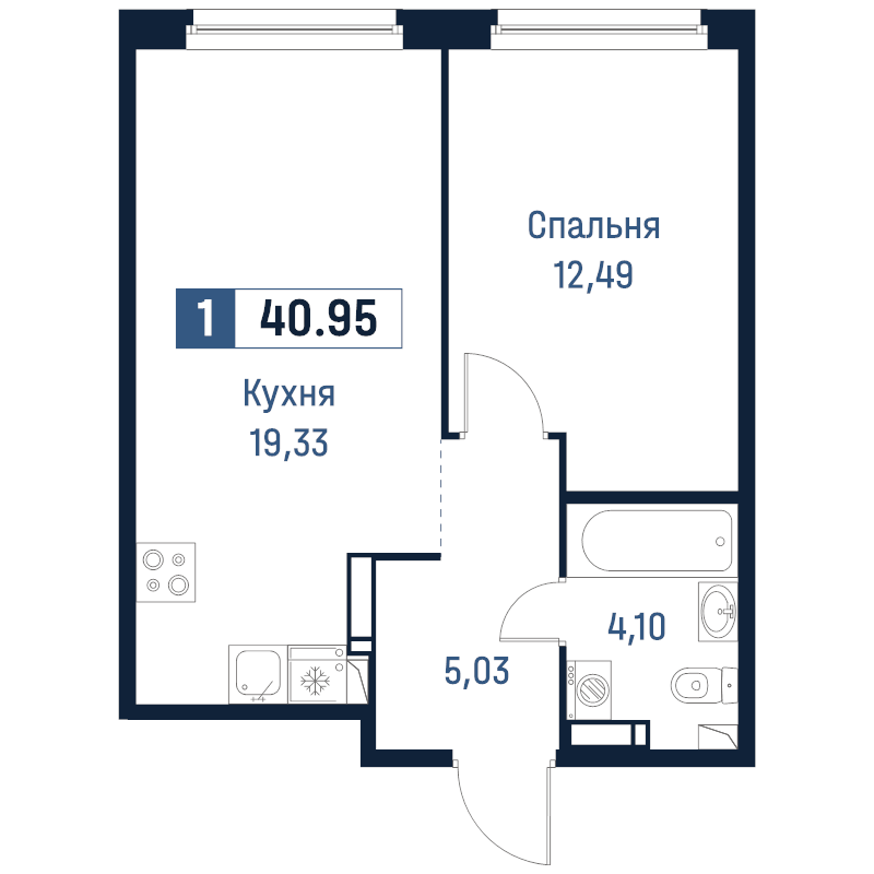 2 ккв (Евро) 41 м²