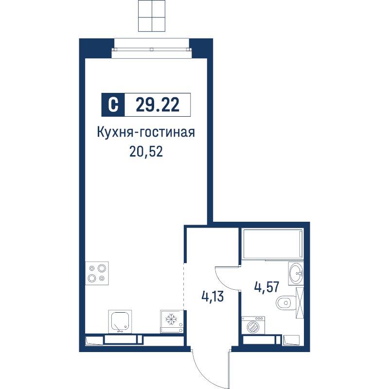 Студия 29,2 м²