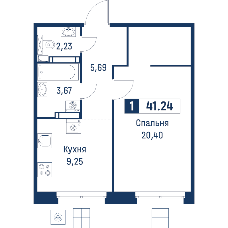 1 ккв 41,2 м²