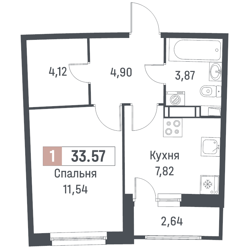 1 ккв 33,6 м²