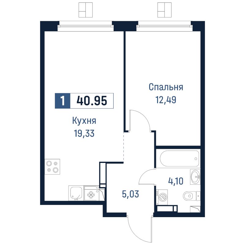 2 ккв (Евро) 41 м²