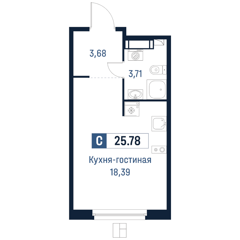 Студия 25,8 м²