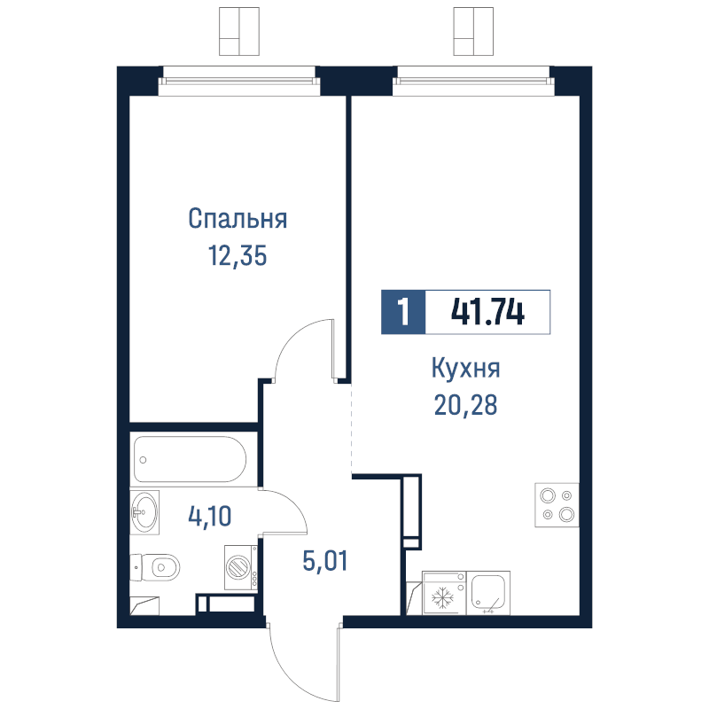2 ккв (Евро) 41,7 м²