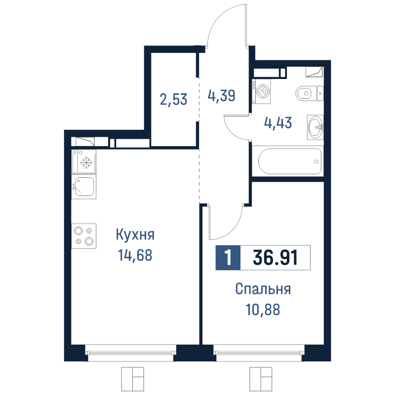 2 ккв (Евро) 36,9 м²