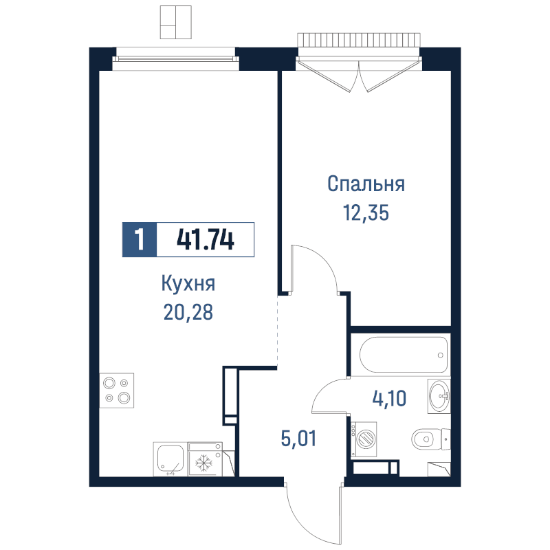 2 ккв (Евро) 41,7 м²