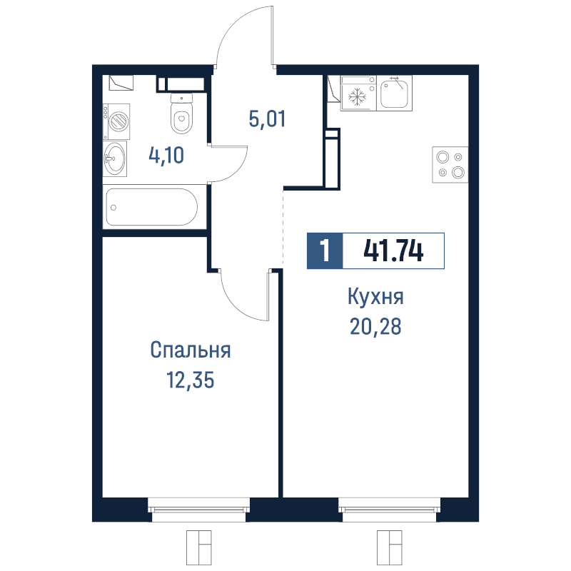 2 ккв (Евро) 41,7 м²