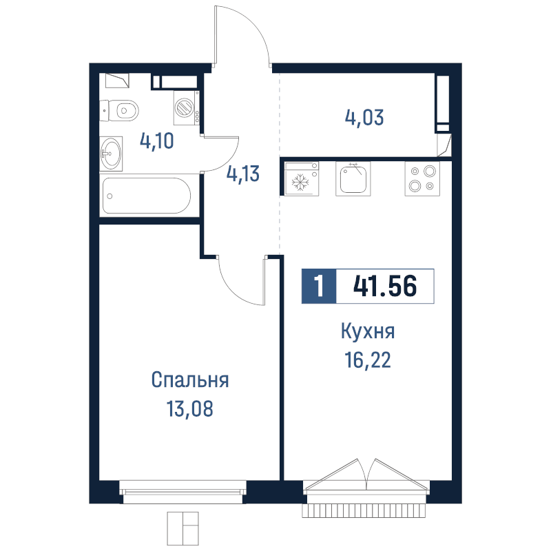 2 ккв (Евро) 41,6 м²