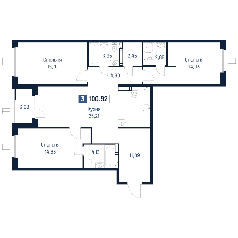 4 ккв (Евро) 100,9 м²