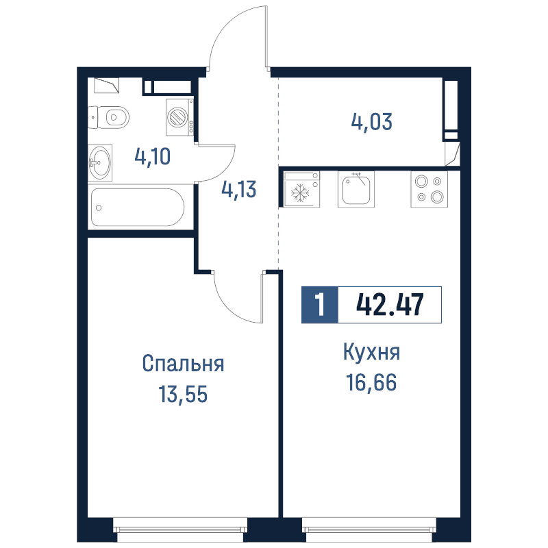 2 ккв (Евро) 42,5 м²