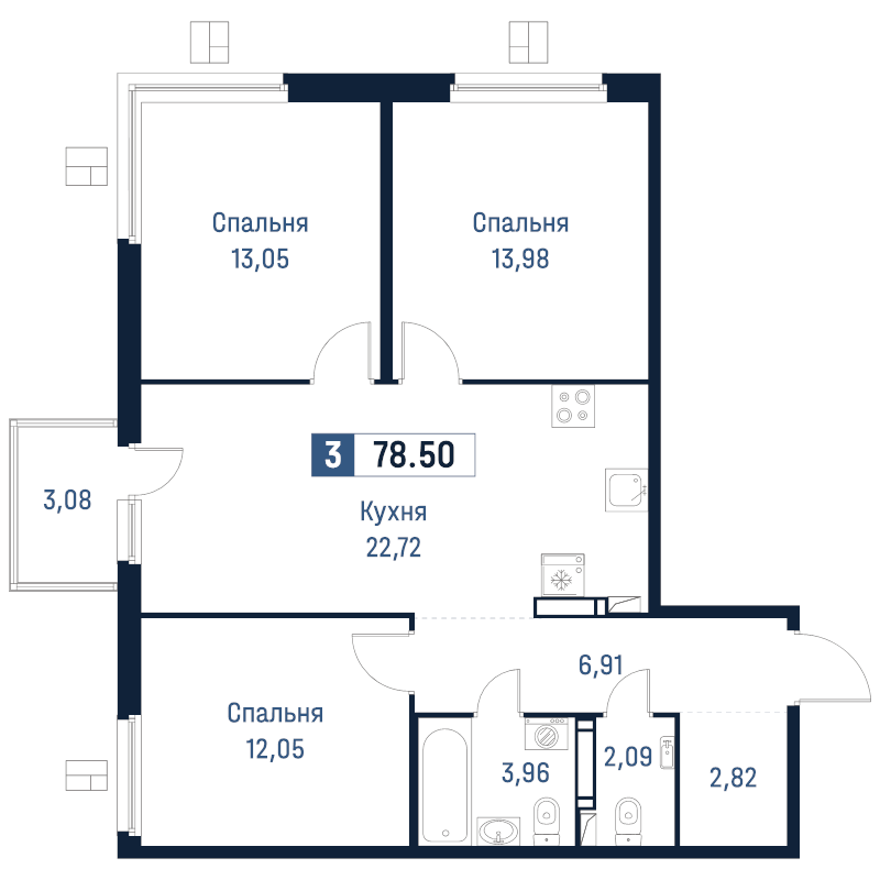 4 ккв (Евро) 78,5 м²
