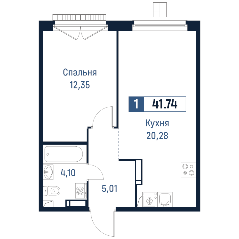 2 ккв (Евро) 41,7 м²