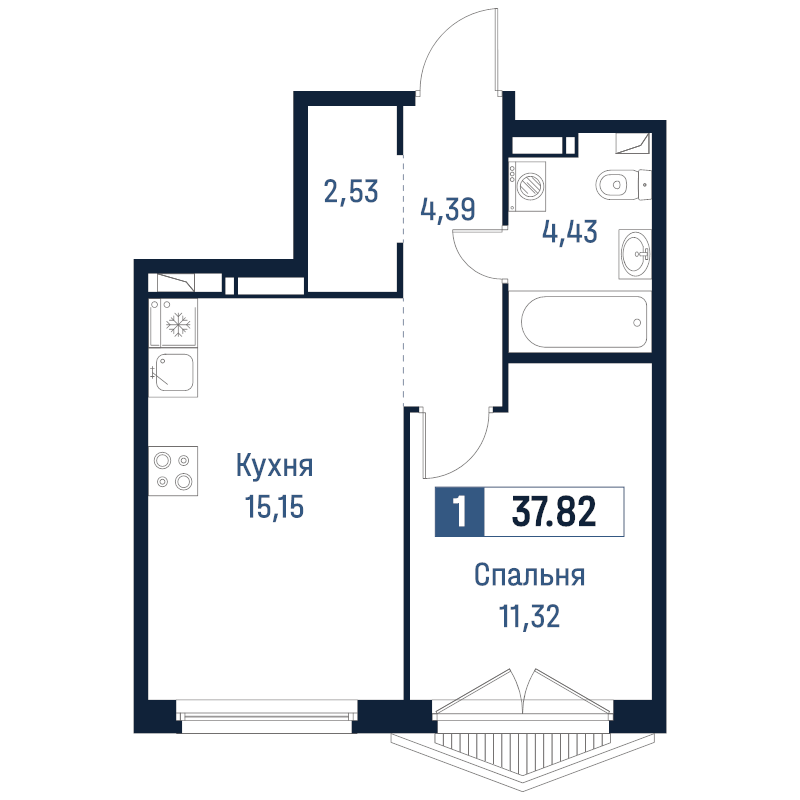 2 ккв (Евро) 37,8 м²
