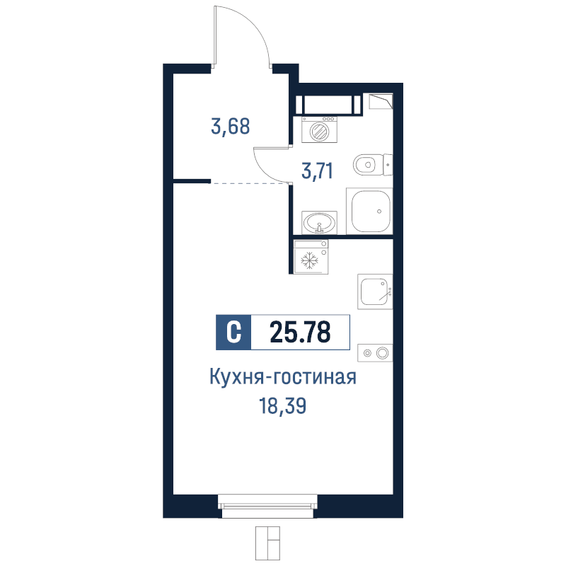 Студия 25,8 м²