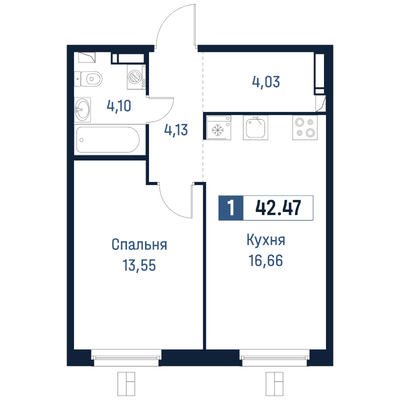 2 ккв (Евро) 42,5 м²