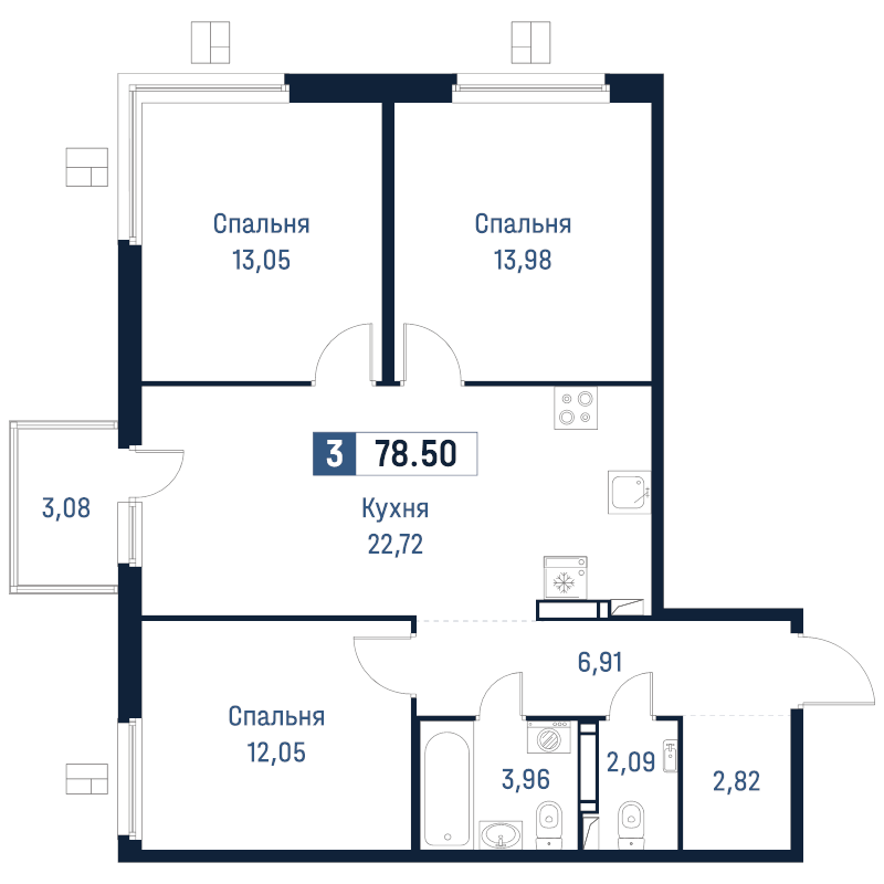 4 ккв (Евро) 78,5 м²