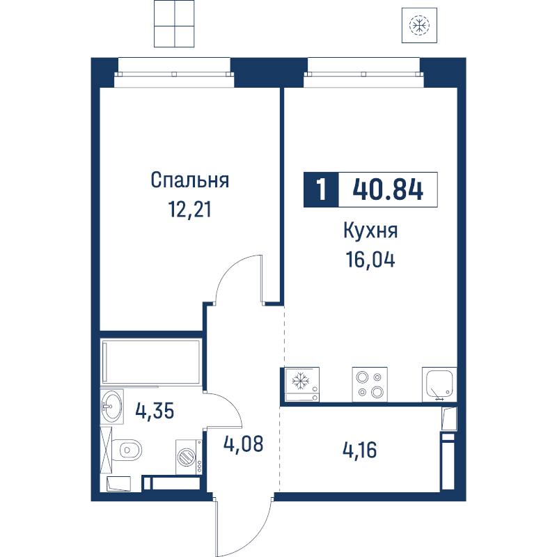 2 ккв (Евро) 40,8 м²