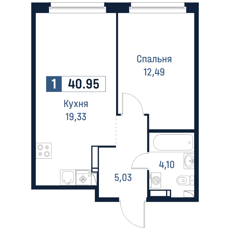 2 ккв (Евро) 41 м²