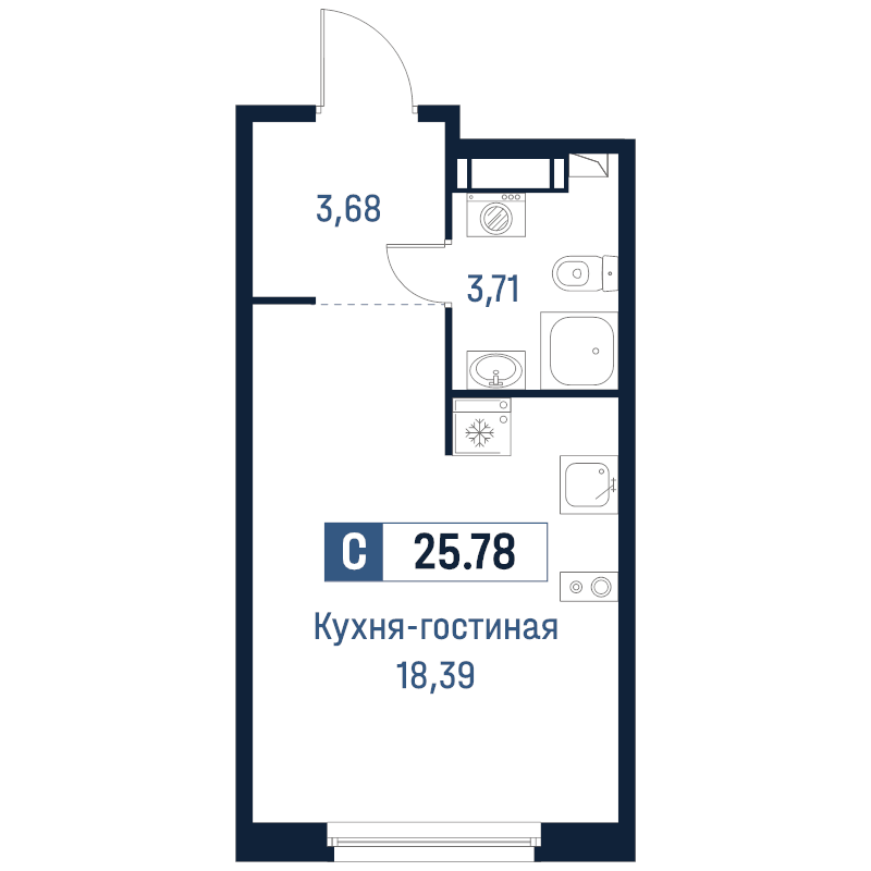Студия 25,8 м²