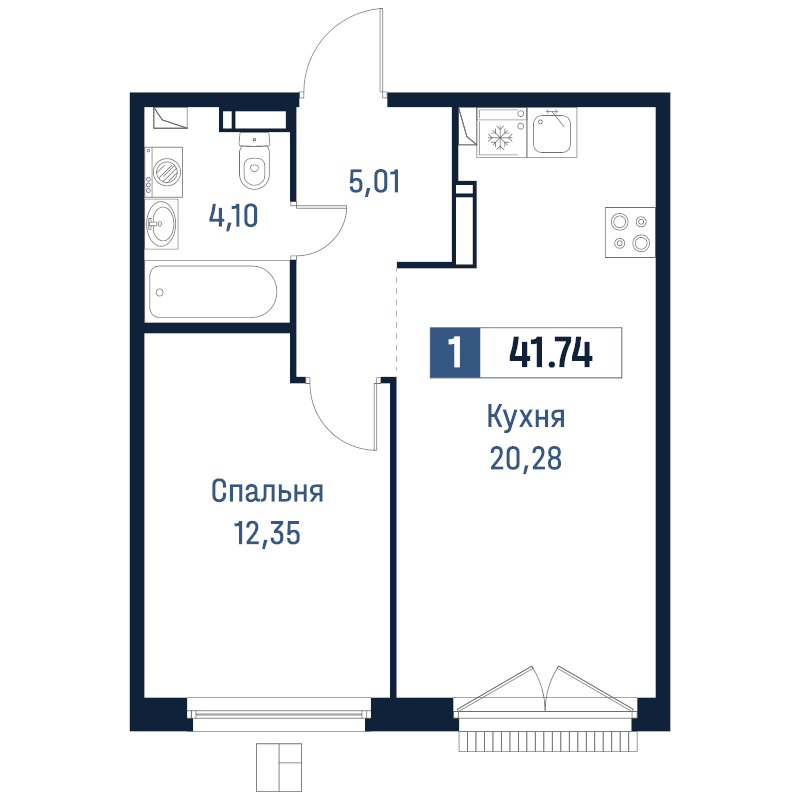 2 ккв (Евро) 41,7 м²