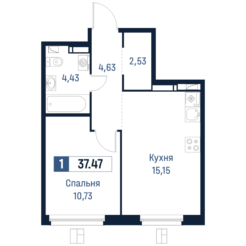 2 ккв (Евро) 37,5 м²