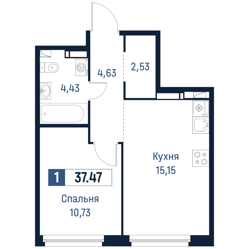 2 ккв (Евро) 37,5 м²