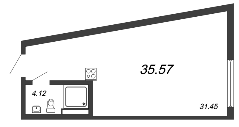 Студия 34,9 м²