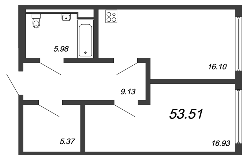 1 ккв 53 м²