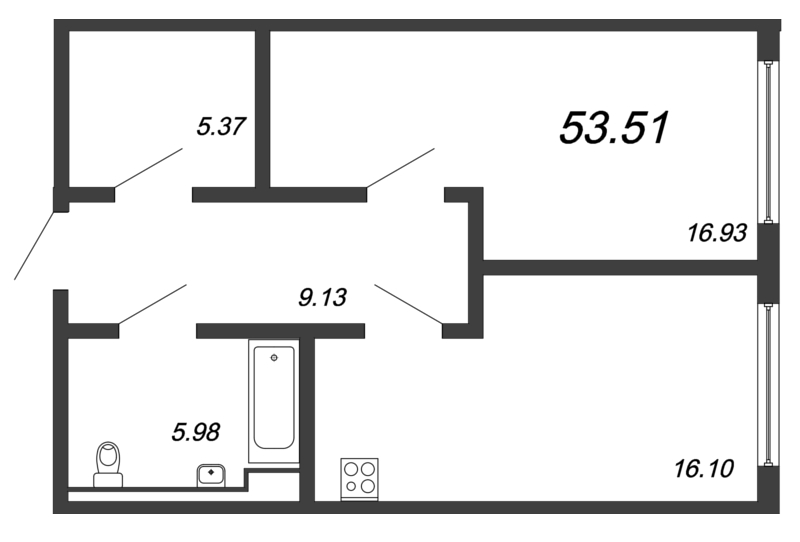 1 ккв 52,7 м²