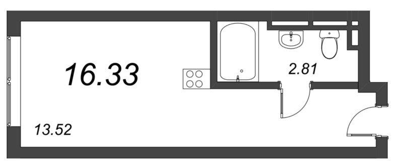 Студия 16,7 м²