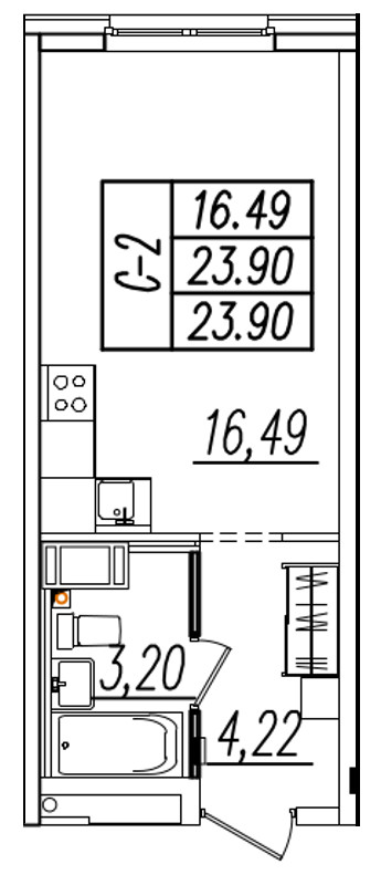 Студия 29 м²
